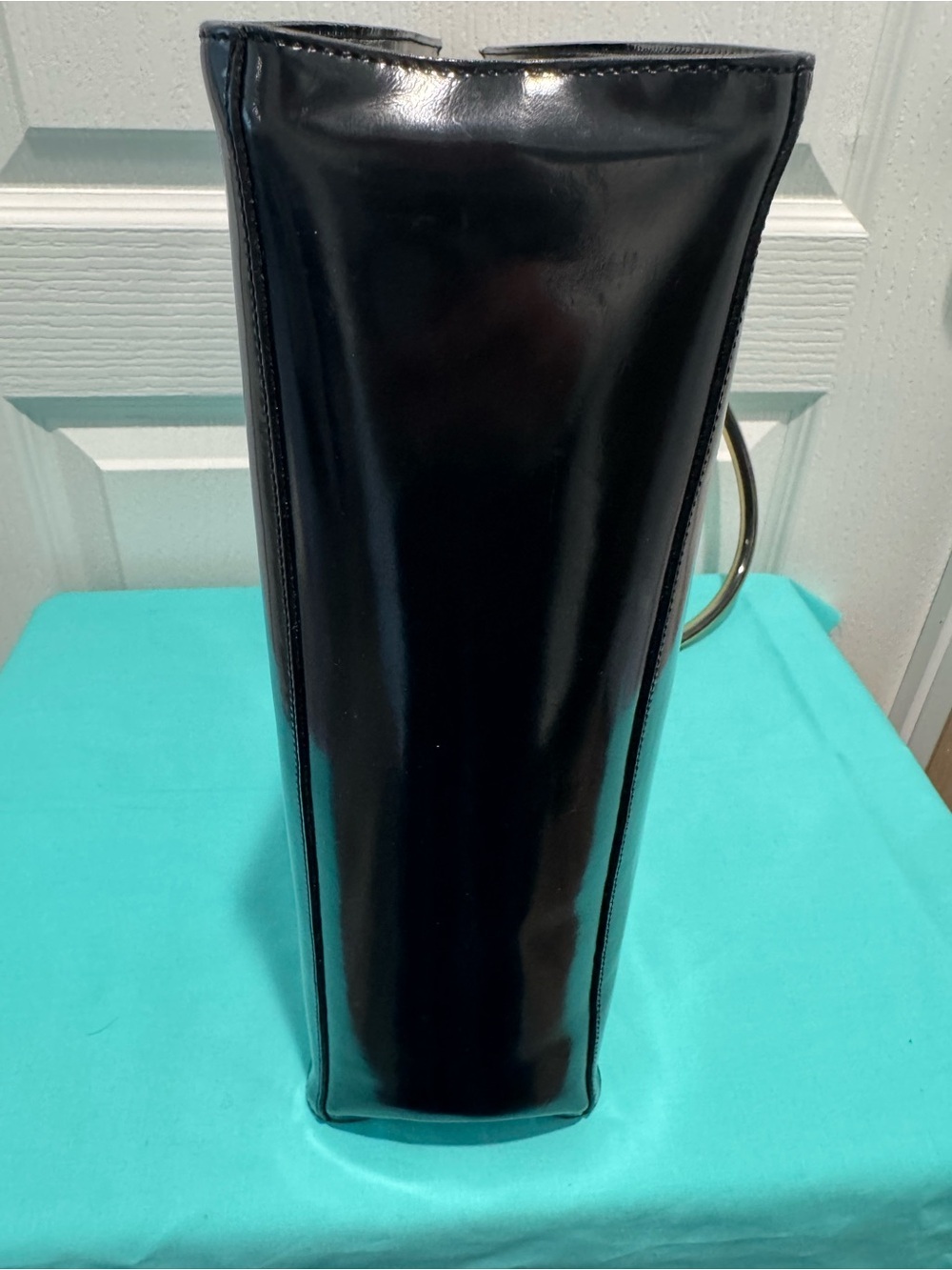 Salvatore Ferragamo Glossy Black Patent Tote with Matching Pouch - Picture 9 of 13